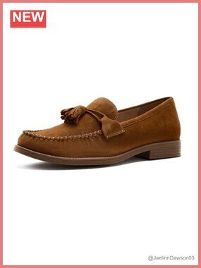 Women's Leather Tassel Loafers, Slip-On Business Casual Comfort Driving Shoes